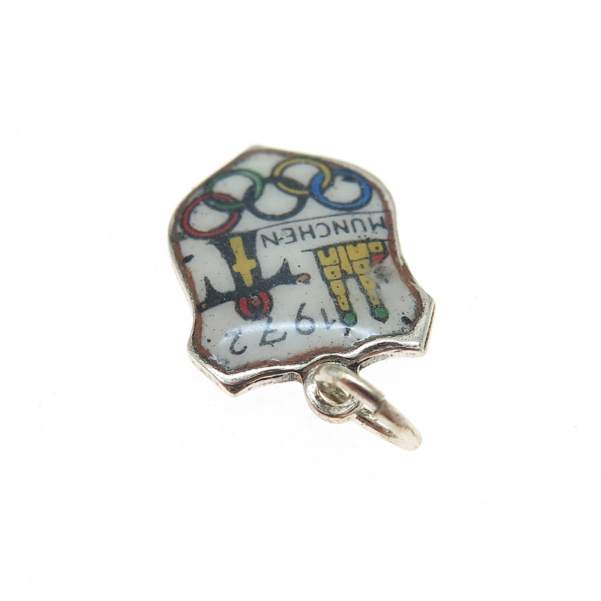 EH JEWELRY 800 Silver Vintage Enamel 1972 München Summer Olympics Charm Pendant