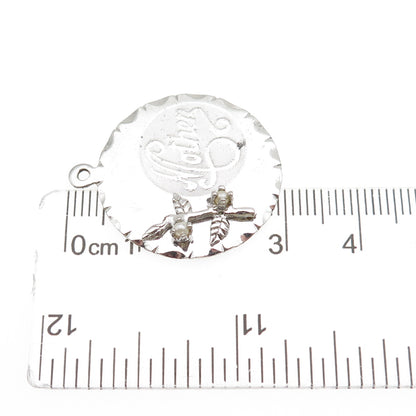 Town & Country 925 Sterling Silver Vintage Faux Pearl Mother Tag Charm Pendant