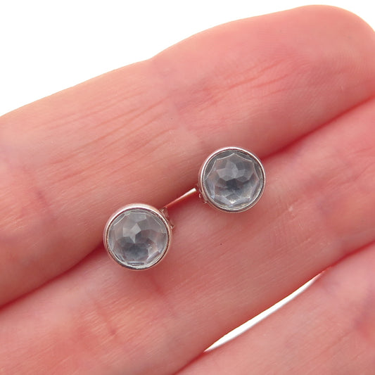 Pandora 925 Sterling Silver Blue Crystal March Birthstone Stud Earrings