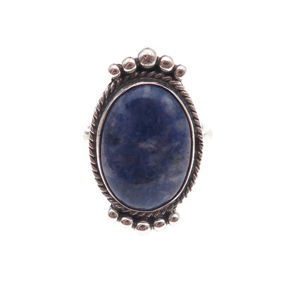Old Pawn 925 Sterling Silver Vintage Southwestern Sodalite Tribal Ring Size 7