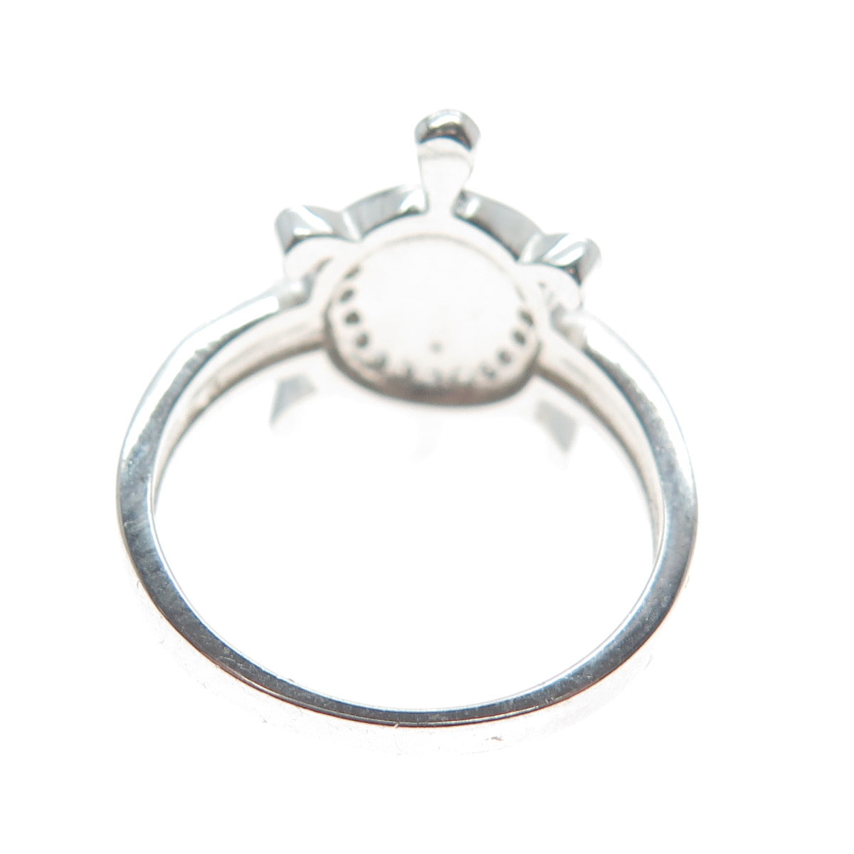 PRIZM 925 Sterling Silver Round-Cut Shaped C Z & Enamel Turtle Ring Size 6.5