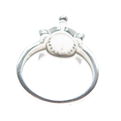 PRIZM 925 Sterling Silver Round-Cut Shaped C Z & Enamel Turtle Ring Size 6.5