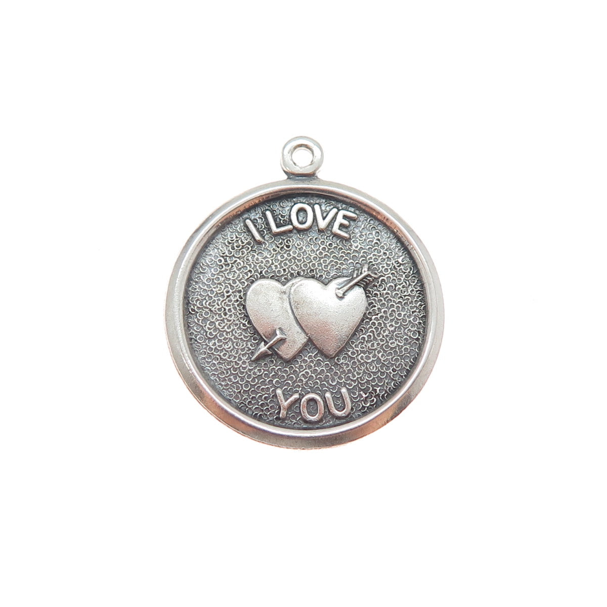 BEAU 925 Sterling Silver Vintage I Love You Oxidized Charm Pendant