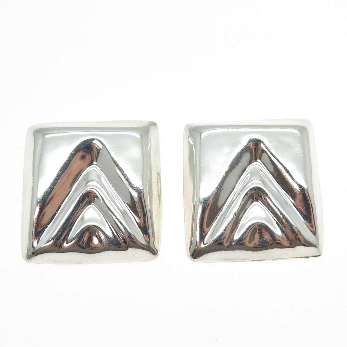 925 Sterling Silver Vintage Mexico Modernist Arrow Clip On Earrings