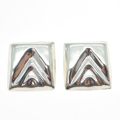 925 Sterling Silver Vintage Mexico Modernist Arrow Clip On Earrings