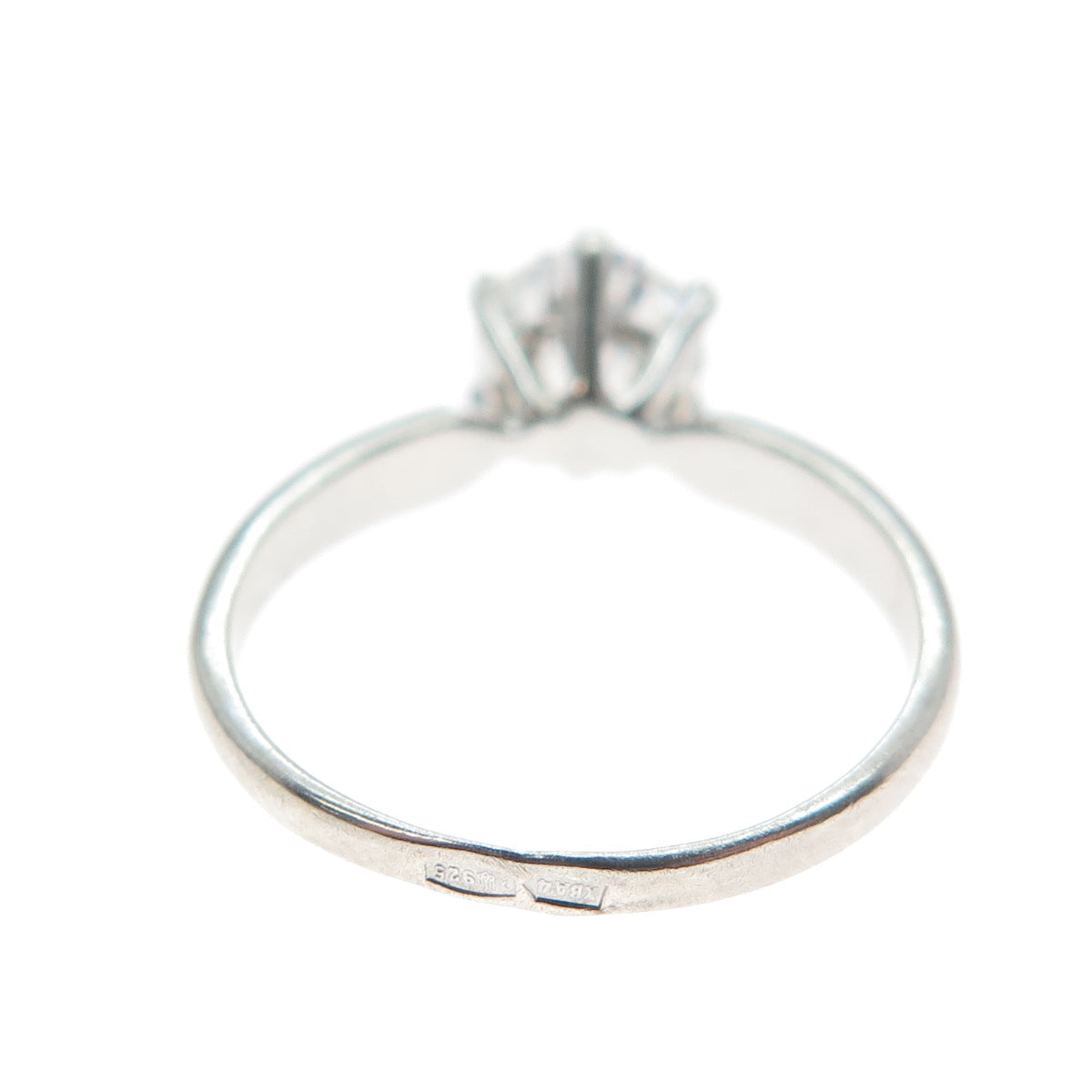 925 Sterling Silver Vintage European Round-Cut C Z Engagement Ring Size 6.25