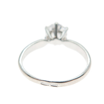 925 Sterling Silver Vintage European Round-Cut C Z Engagement Ring Size 6.25