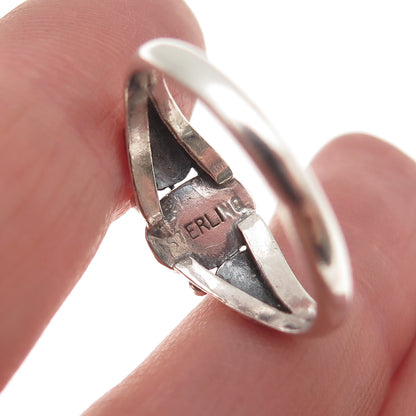 Old Pawn Sterling Silver Vintage Southwestern MOP Feather Tribal Ring Size 8.5