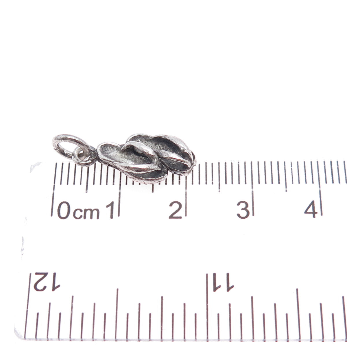 925 Sterling Silver Vintage Flip Flops Oxidized Minimalist Charm Pendant