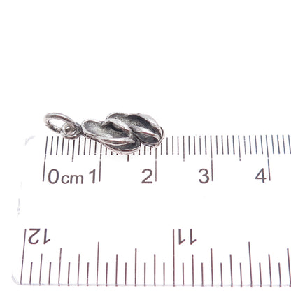 925 Sterling Silver Vintage Flip Flops Oxidized Minimalist Charm Pendant