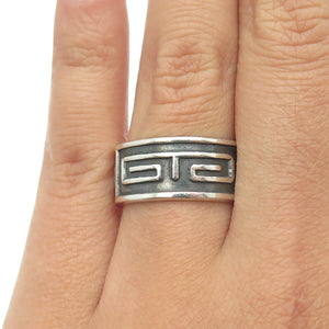 925 Sterling Silver Vintage Mexico Ethnic Band Ring Size 7.75