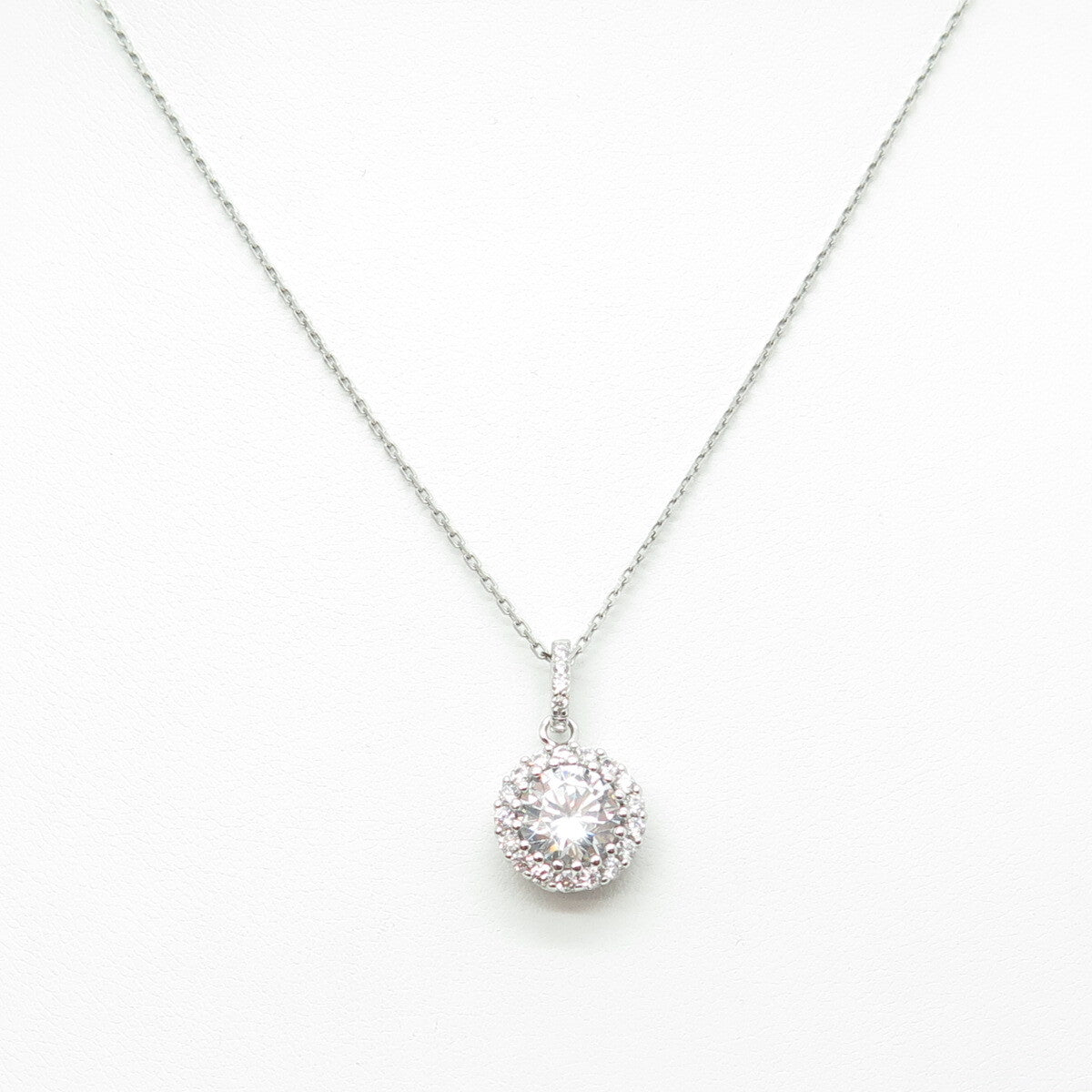 925 Sterling Silver Round-Cut C Z Sparkle Cable Chain Necklace 16"