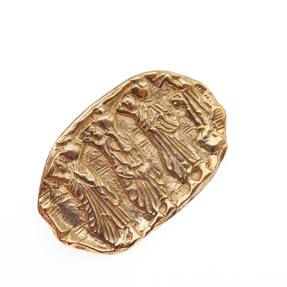 835 Silver Gold Plated Vintage Ancient-Style Storyteller Pin Brooch