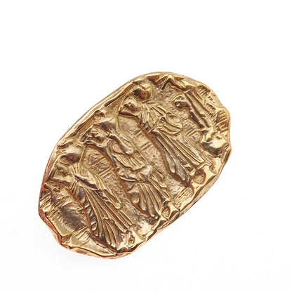 835 Silver Gold Plated Vintage Ancient-Style Storyteller Pin Brooch