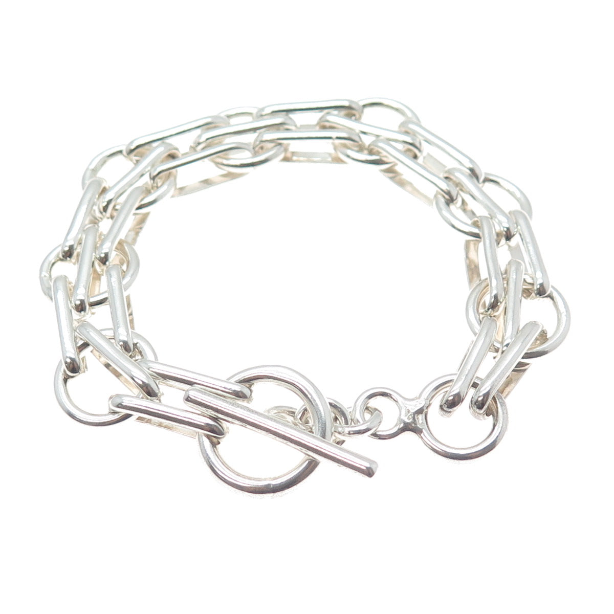 925 Sterling Silver Vintage Modernist Multi-Link Bracelet 7.75"