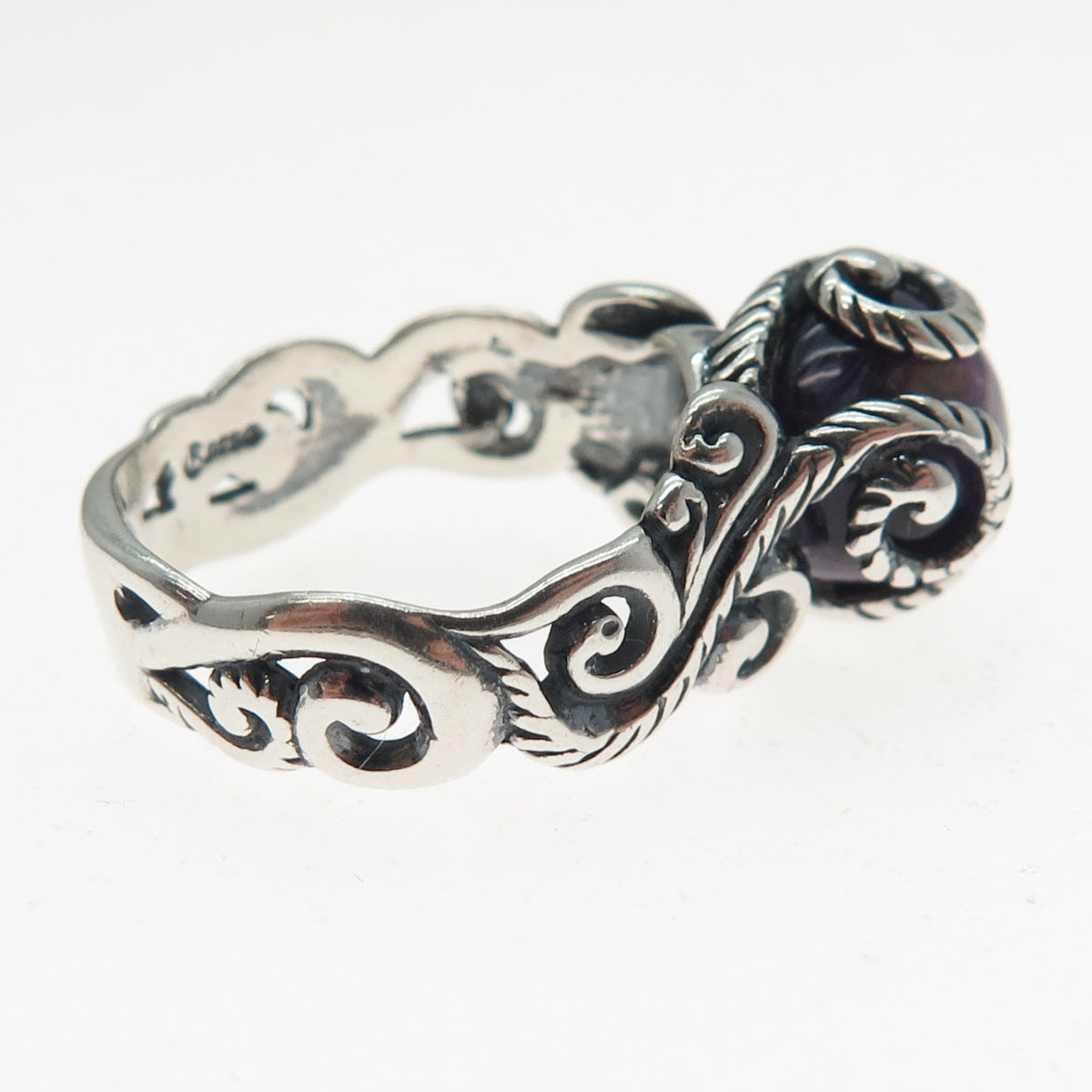CAROLYN POLLACK 925 Sterling Silver Vintage Real Charoite Swirl Ring Size 5.25