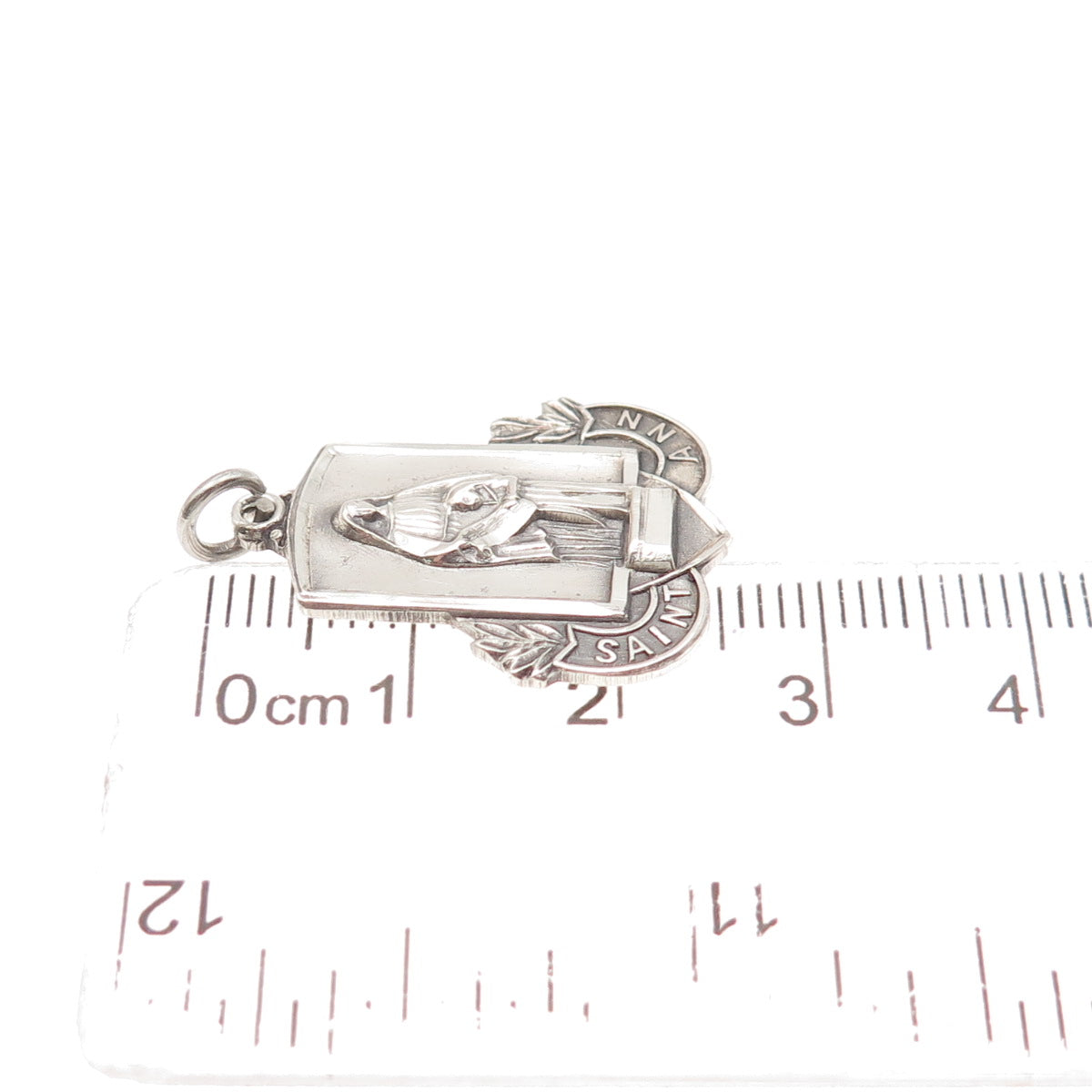 BLISS 925 Sterling Silver Antique Art Deco St. Ann Oxidized Charm Pendant