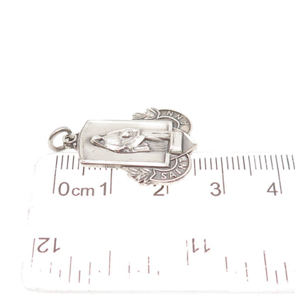 BLISS 925 Sterling Silver Antique Art Deco St. Ann Oxidized Charm Pendant