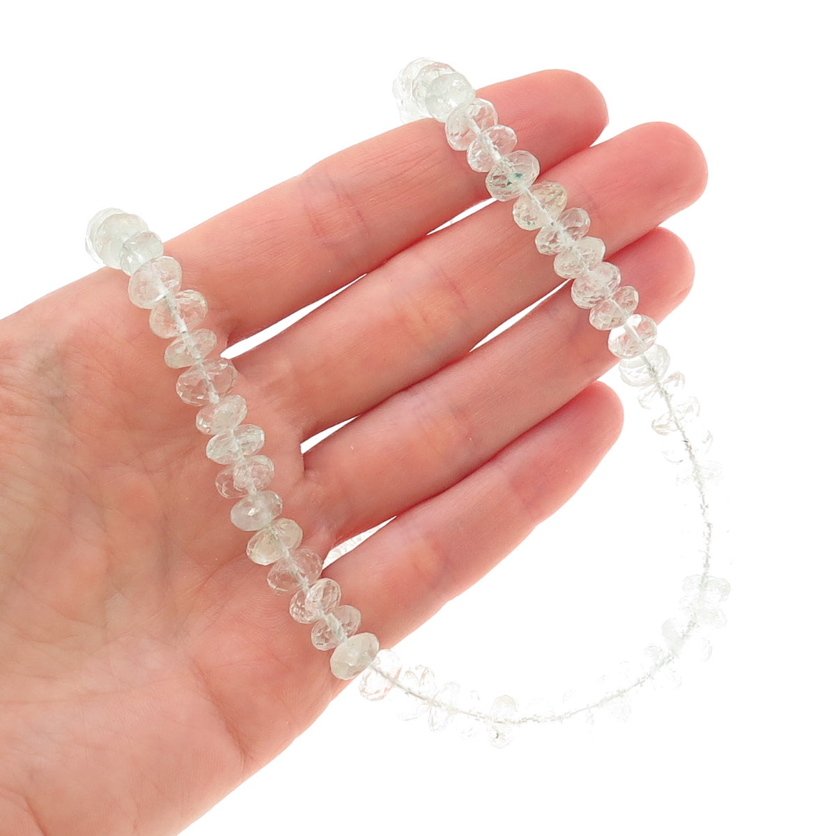 925 Sterling Silver Vintage Real Aquamarine Beaded Necklace 20-22"