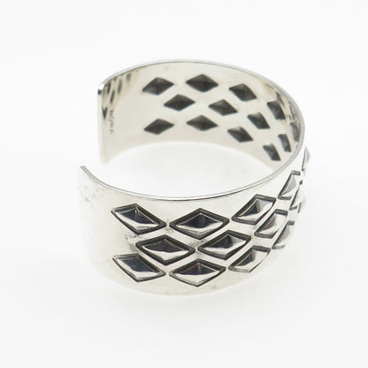 925 Sterling Silver Vintage Diamond-Shape Oxidized Adjustable Bracelet 7.25"