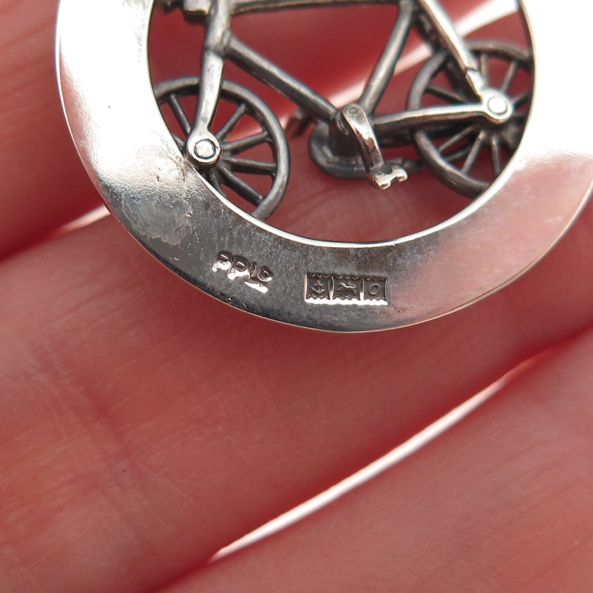 Payton Pepper & Sons 925 Sterling Silver Vintage 1963 Birmingham Bicycle Pendant