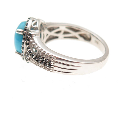 Chuck Clemency Sterling Silver Real Turquoise Spinel & White Topaz Ring Size 8