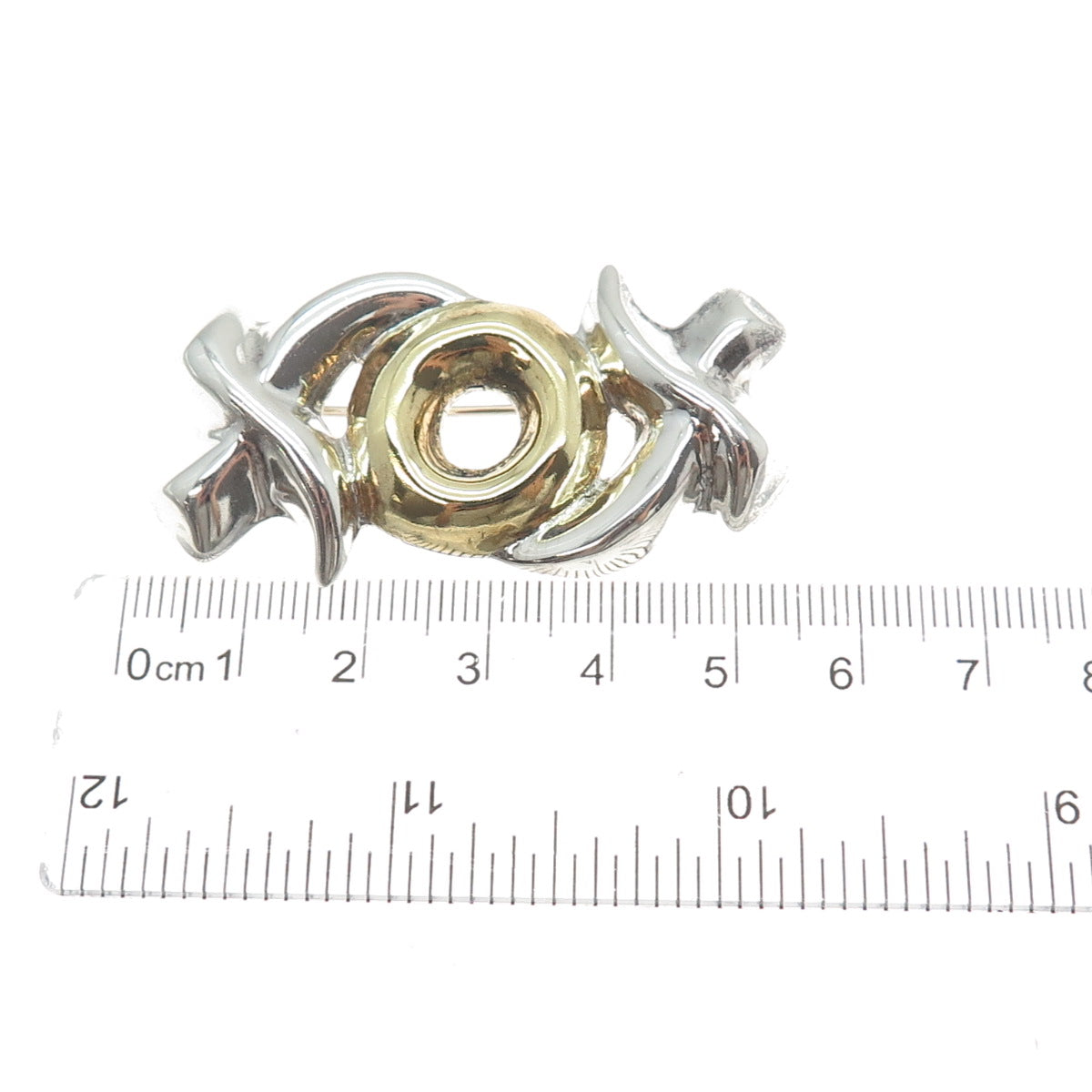 925 Sterling Silver 2-Tone Vintage Mexico XO Hugs & Kisses Pin Brooch