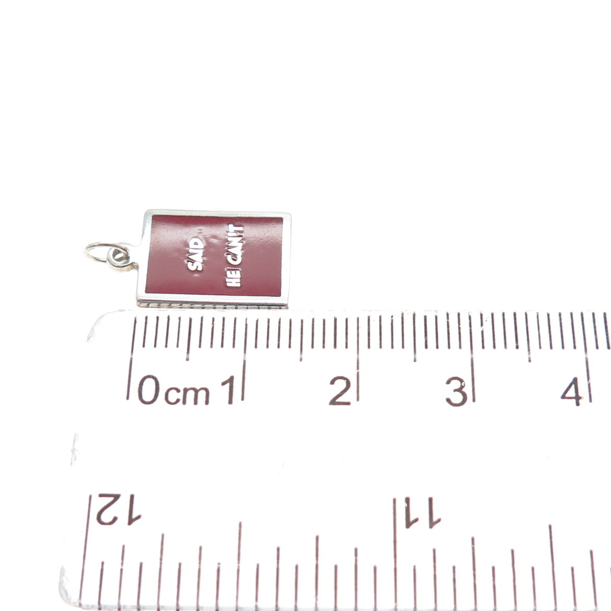925 Sterling Silver Red Enamel Said He Can't Minimalist Charm Pendant