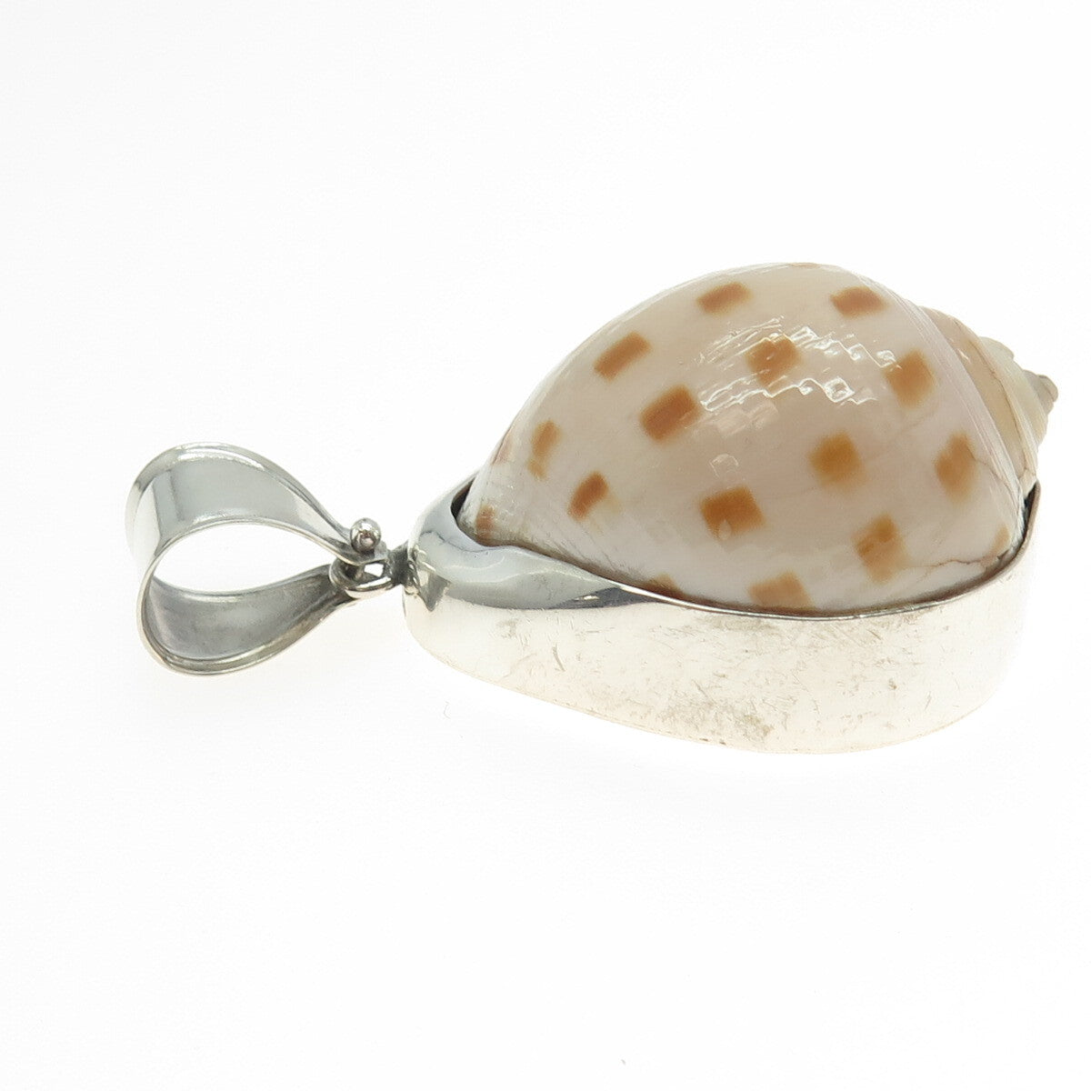925 Sterling Silver Vintage Real Sea Shell Pendant
