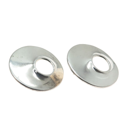 925 Sterling Silver Vintage Modernist Crescent Disc Earrings