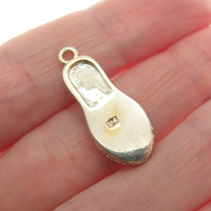925 Sterling Silver Gold Plated Round-Cut C Z Ladies Shoe Minimalist Pendant