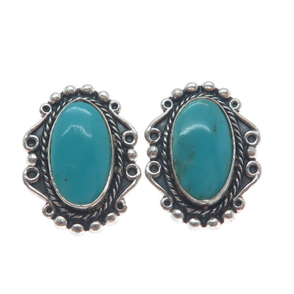 MAISELS INDIAN TRADING Old Pawn 925 Sterling Bisbee Turquoise Clip On Earrings