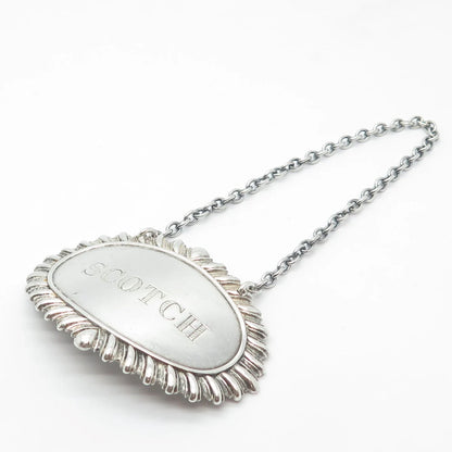 925 Sterling Silver Vintage "Scotch" Ornate Bottle Tag