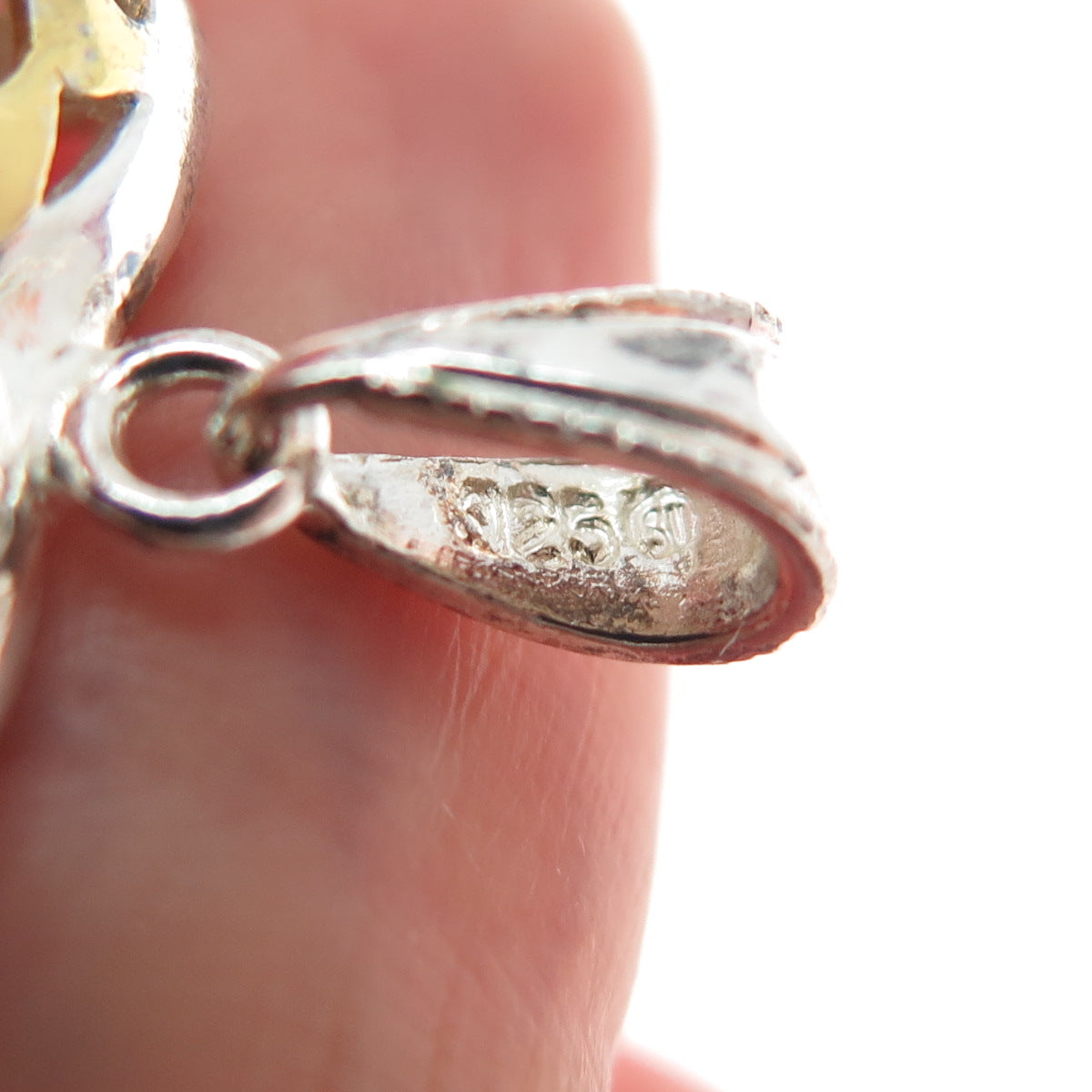 925 Sterling Silver 2-Tone Vintage Ornate Heart Charm Pendant