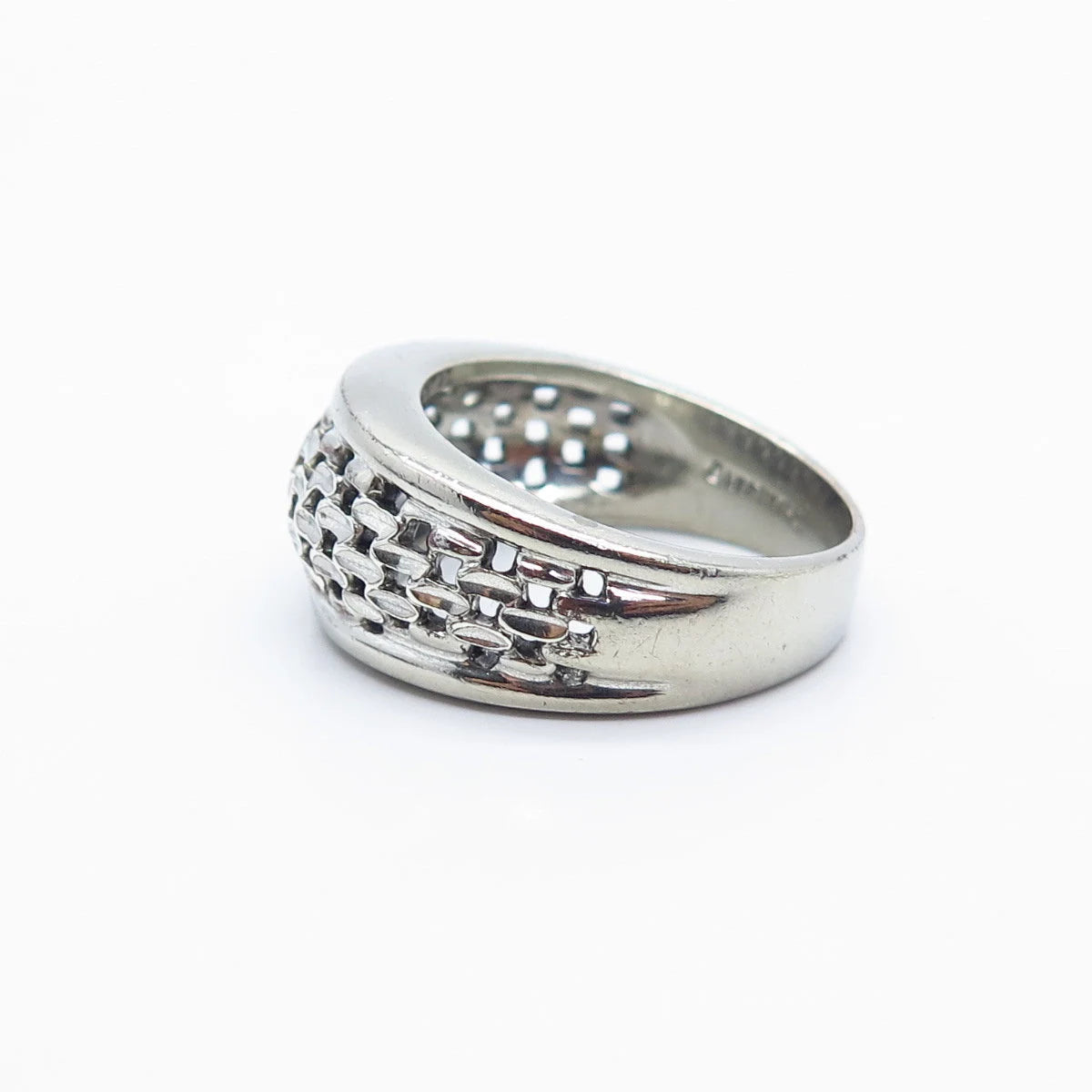 925 Sterling Silver Vintage Wicker Ring Size 9.5