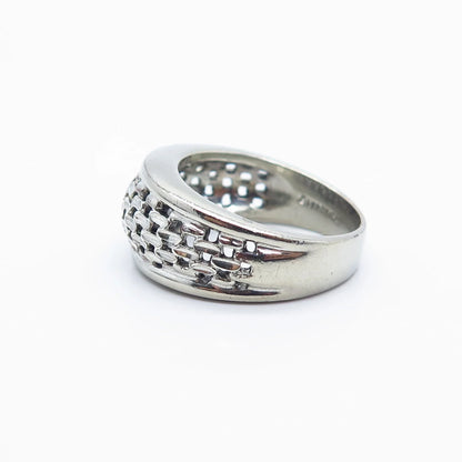 925 Sterling Silver Vintage Wicker Ring Size 9.5