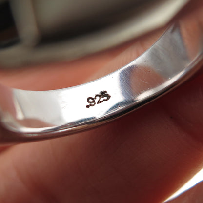 GUESS 925 Sterling Silver Real Black Onyx & MOP Reversible Ring Size 7