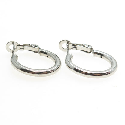 925 Sterling Silver Puffy Hoop Earrings