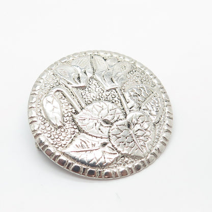 800 Silver Vintage Floral Leaf Pin Brooch