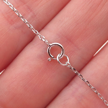 925 Sterling Silver Round-Cut C Z #Single Cable Chain Necklace 16-18"