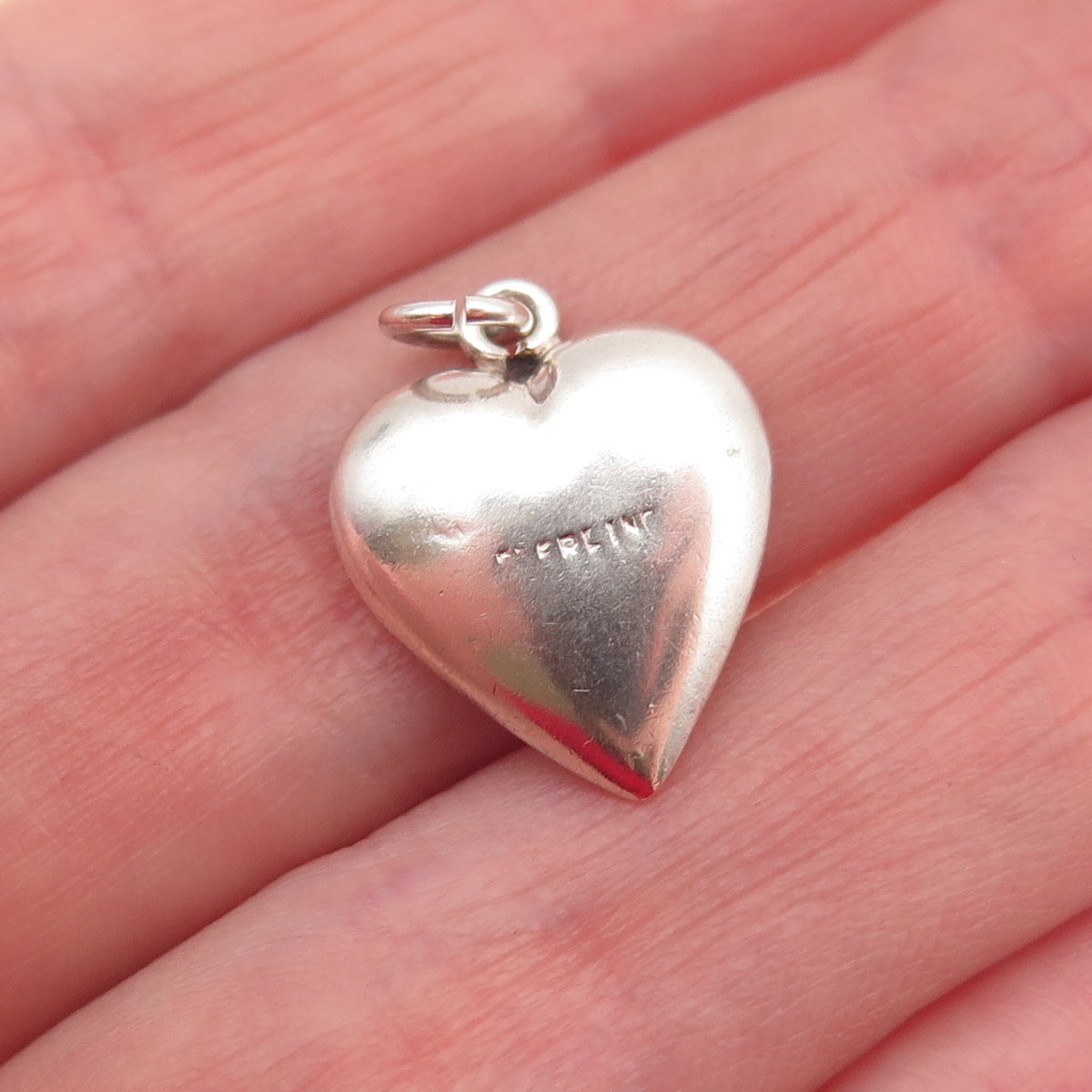 925 Sterling Antique Art Deco Chatelaine Heart Mini Pendant (missing stone)