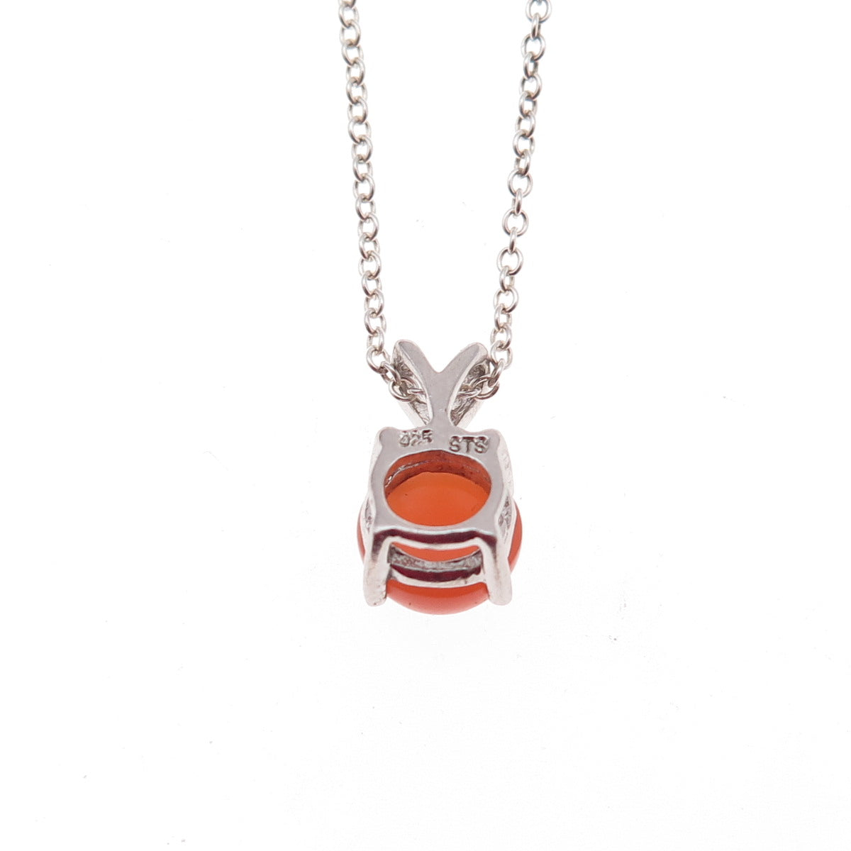Chuck Clemency 925 Sterling Silver Real Carnelian Cable Chain Necklace 18"