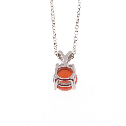 Chuck Clemency 925 Sterling Silver Real Carnelian Cable Chain Necklace 18"