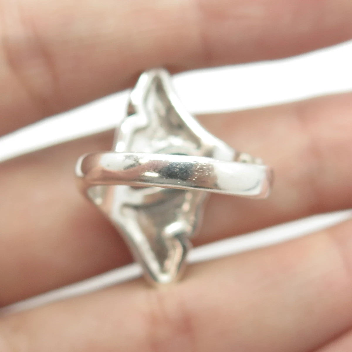 925 Sterling Silver Vintage Whale Tail Bypass Ring Size 6.75