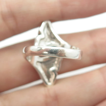 925 Sterling Silver Vintage Whale Tail Bypass Ring Size 6.75