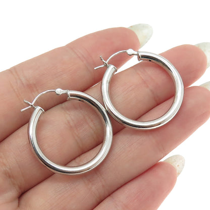 925 Sterling Silver Tube Hoop Earrings