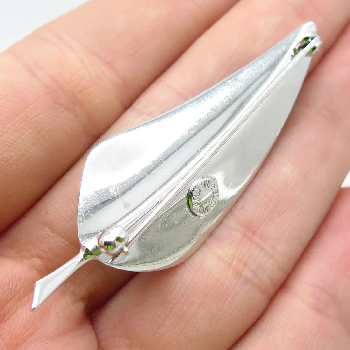 925 Sterling Silver Vintage Winard Leaf Textured Pin Brooch