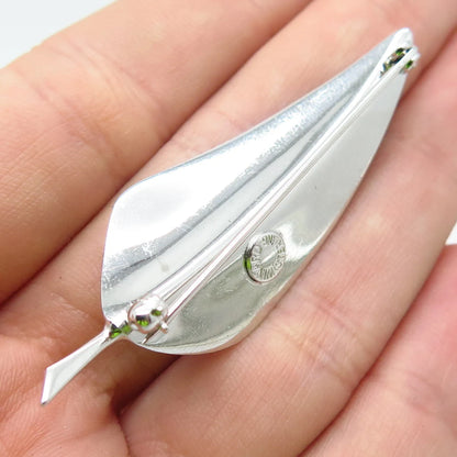 925 Sterling Silver Vintage Winard Leaf Textured Pin Brooch