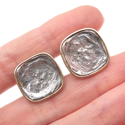 925 Sterling Silver 14K Gold Vintage Modernist Cufflinks