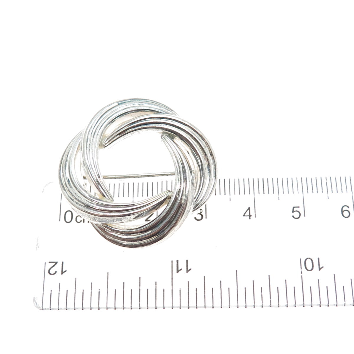 800 Silver Antique Art Deco Celtic Knot Oxidized Pin Brooch